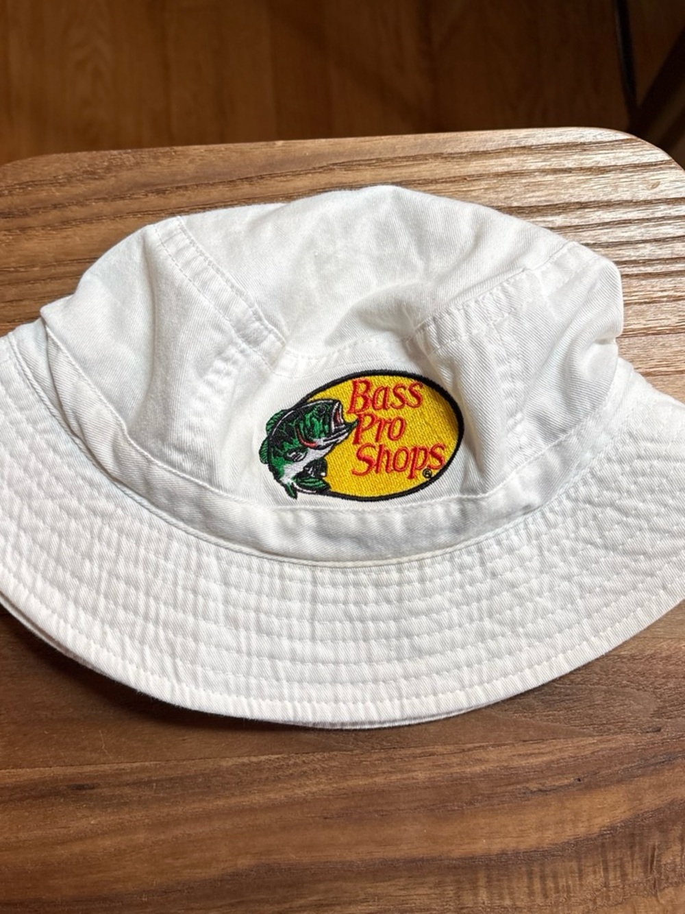 Bass Pro Shops White Bucket Hat with Embroidered Logo